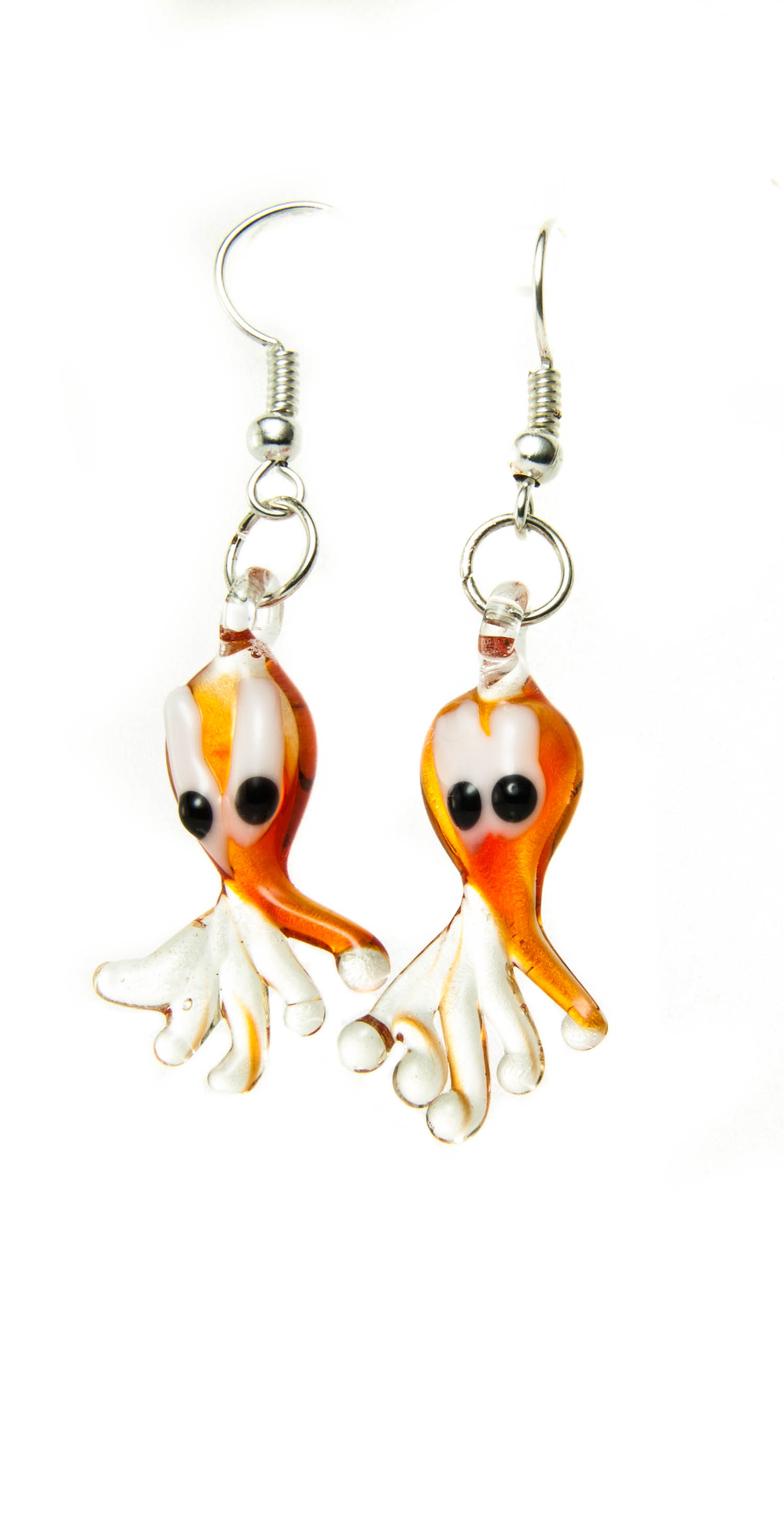 Naušnice Hobotnice crveno prozirne